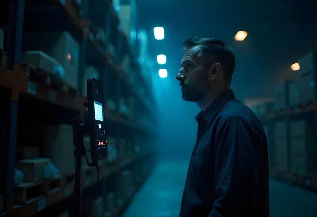 freepik_edit_Candid-image-photography-natural-textures-highly-r (10) man in a warehouse talking to a voice controlled device